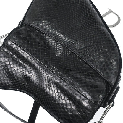 Christian Dior * Black Python Saddle Handbag