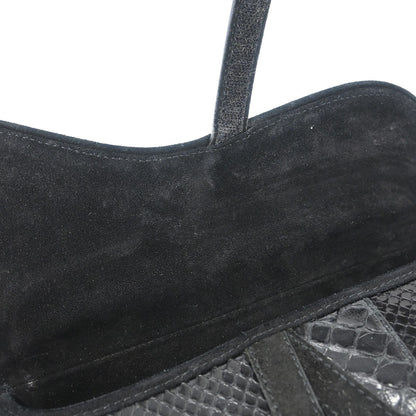 Christian Dior * Black Python Saddle Handbag