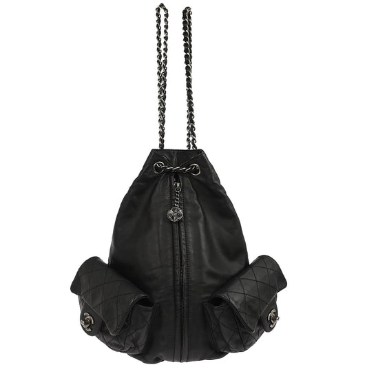 Chanel Black Calfsikin 2way Backpack