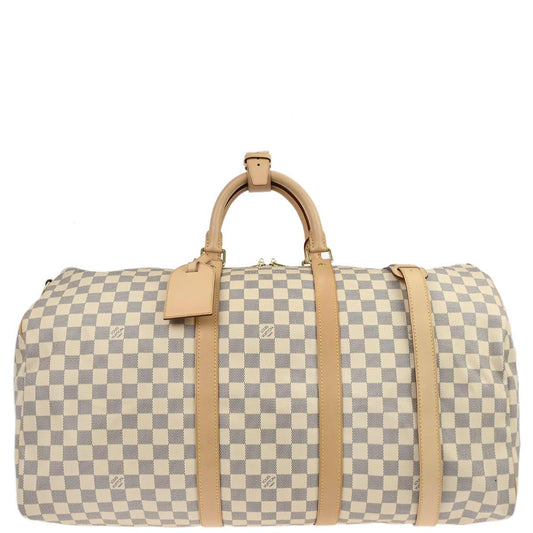 Louis Vuitton Damier Azur Keepall Bandouliere 55 Duffle Bag N41429