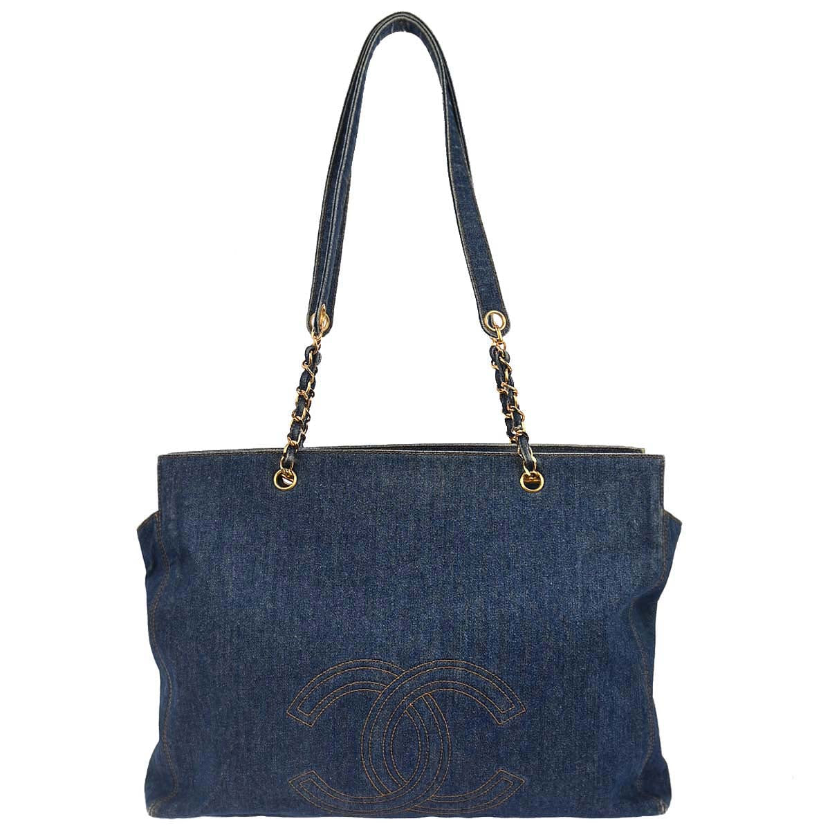 Chanel Blue Denim Tote Shoulder Bag