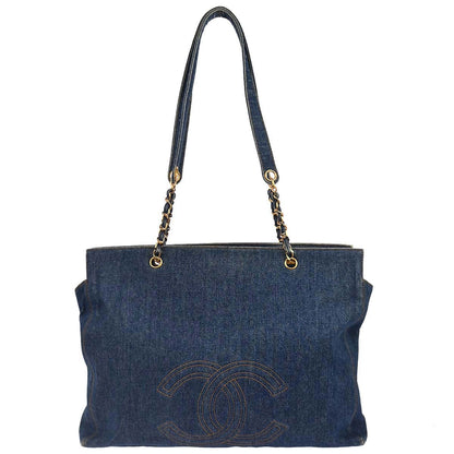 Chanel Blue Denim Tote Shoulder Bag
