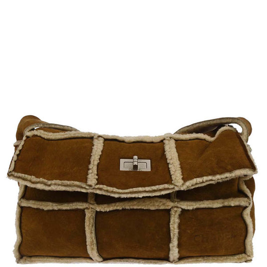 Chanel Brown Mouton Choco Bar Mademoiselle Lock Handbag