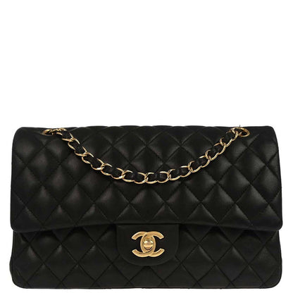 Chanel Black Lambskin Medium Classic Double Flap Shoulder Bag