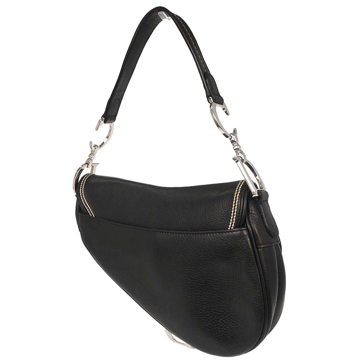 Christian Dior Black Leather Saddle Handbag