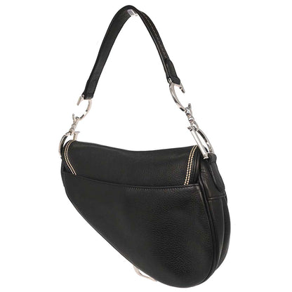 Christian Dior Black Leather Saddle Handbag