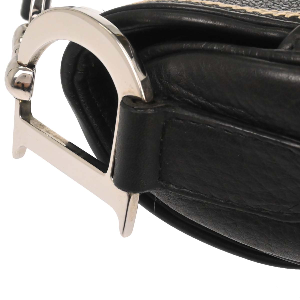 Christian Dior Black Leather Saddle Handbag