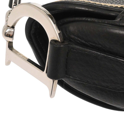 Christian Dior Black Leather Saddle Handbag