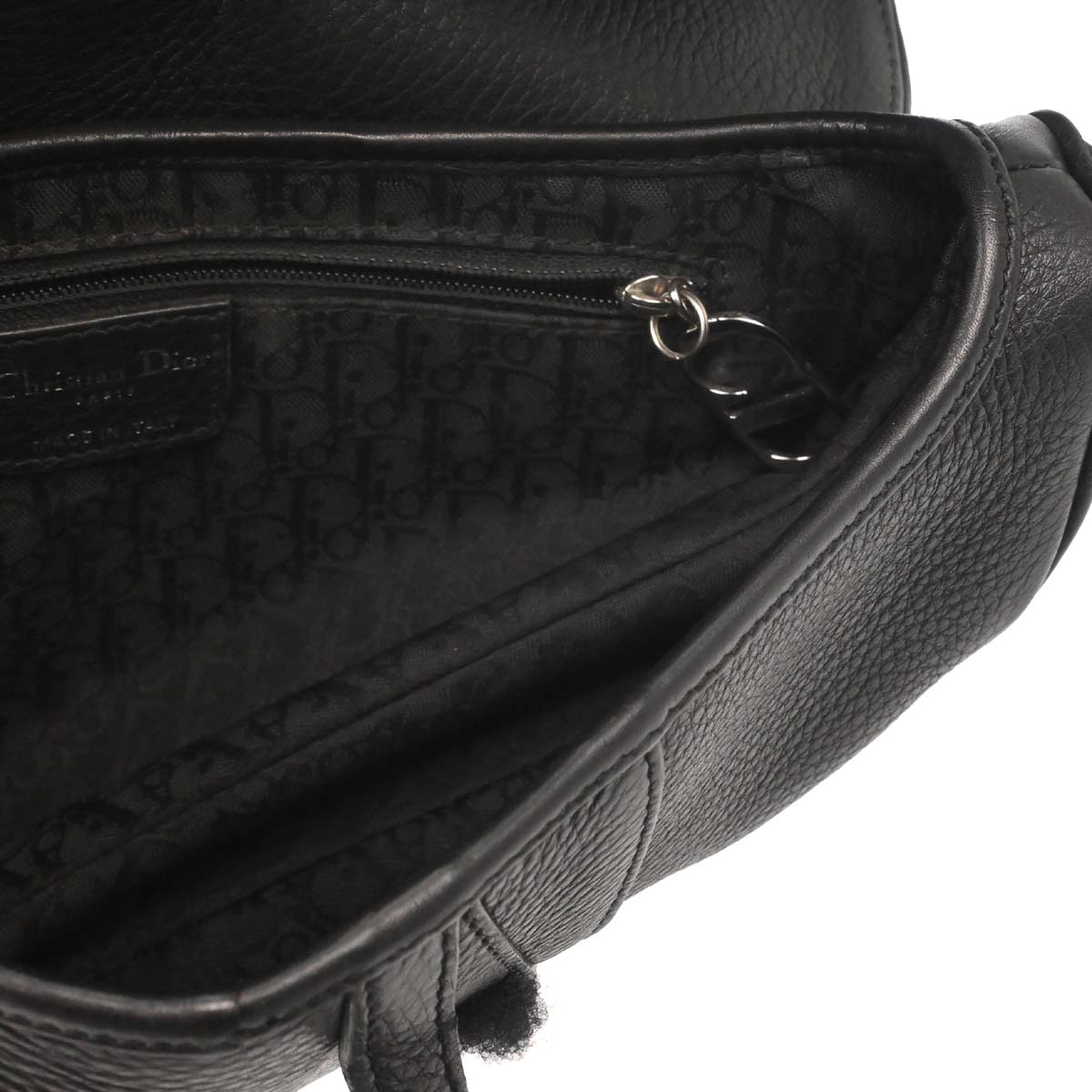 Christian Dior Black Leather Saddle Handbag