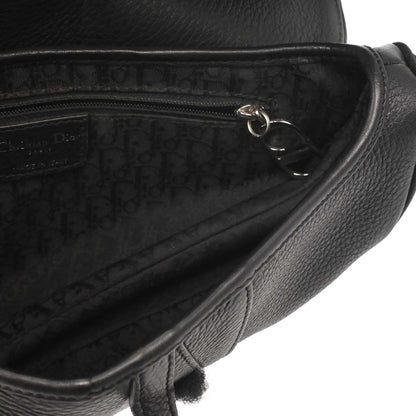 Christian Dior Black Leather Saddle Handbag