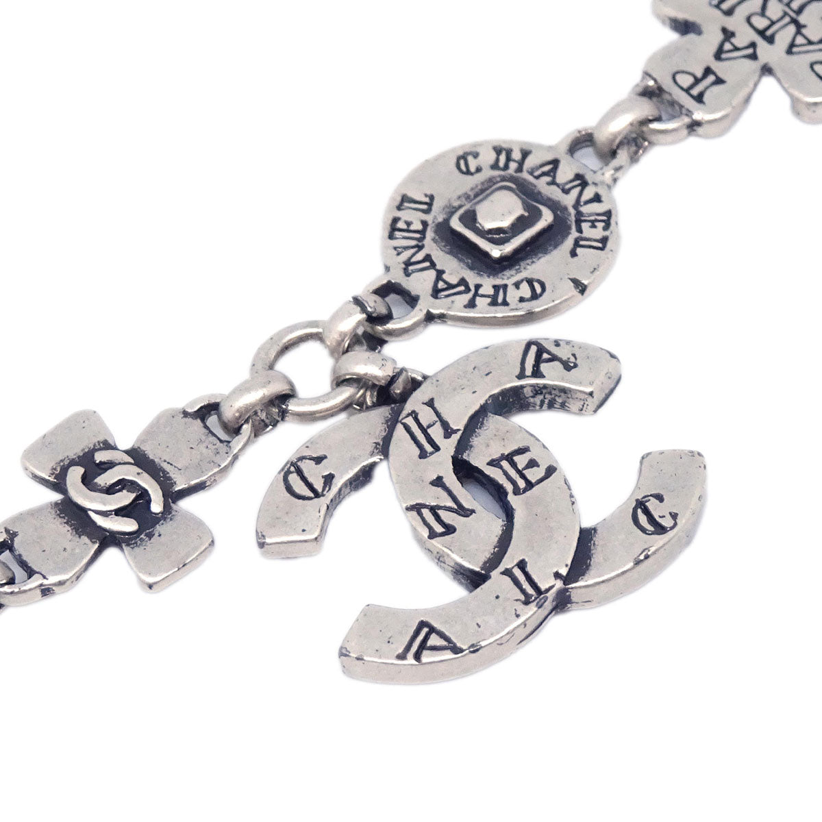 Chanel CC Chain Necklace Pendant Silver 99A