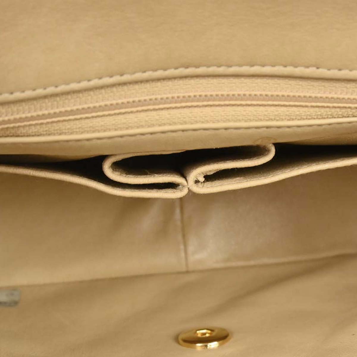 Chanel Beige Lambskin Classic Square Flap Shoulder Bag 20