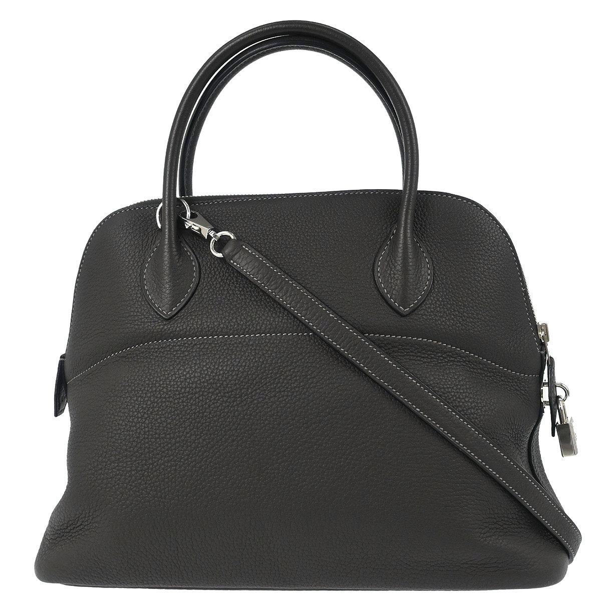 Hermes Graphite Taurillon Clemence Bolide 31 2way Shoulder Handbag