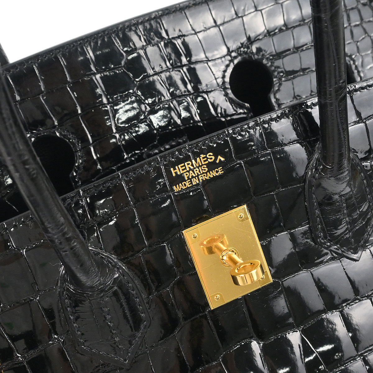 Hermes * 2013 Black Porosus Birkin 35 Handbag