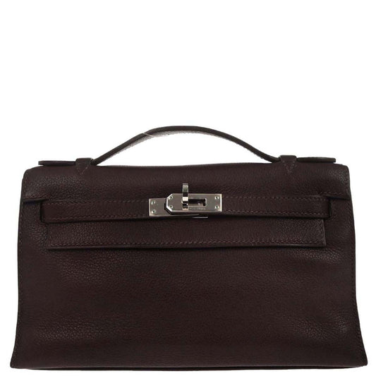 Hermes Havane Evergrain Kelly Pochette Handbag
