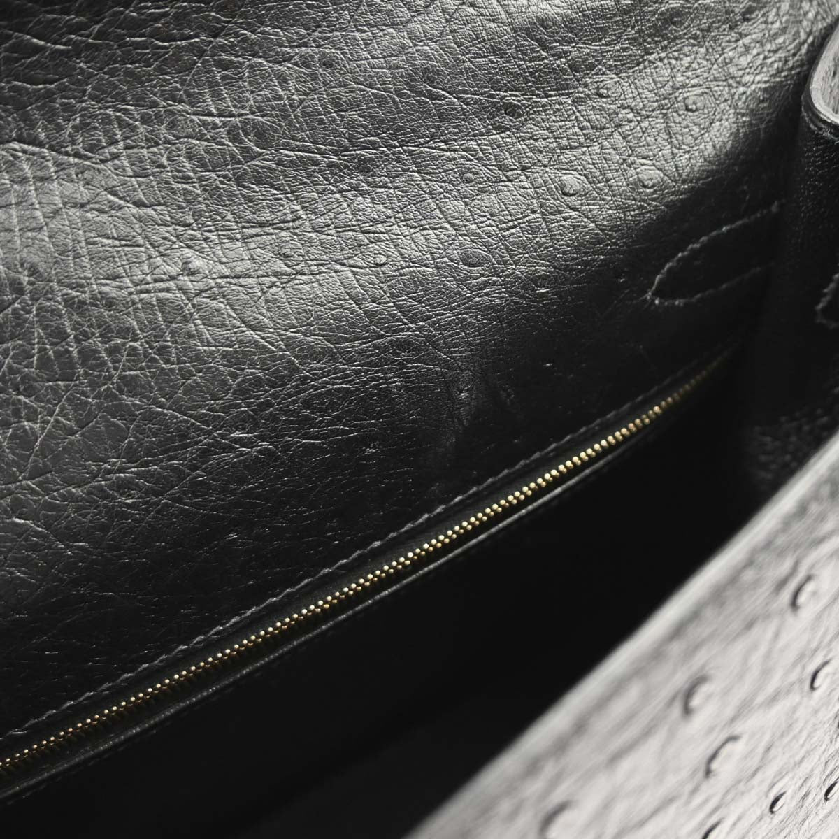 Hermes * Black Ostrich Kelly 32 Sellier 2way Shoulder Handbag