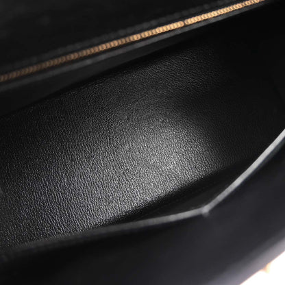 Hermes * Black Ostrich Kelly 32 Sellier 2way Shoulder Handbag