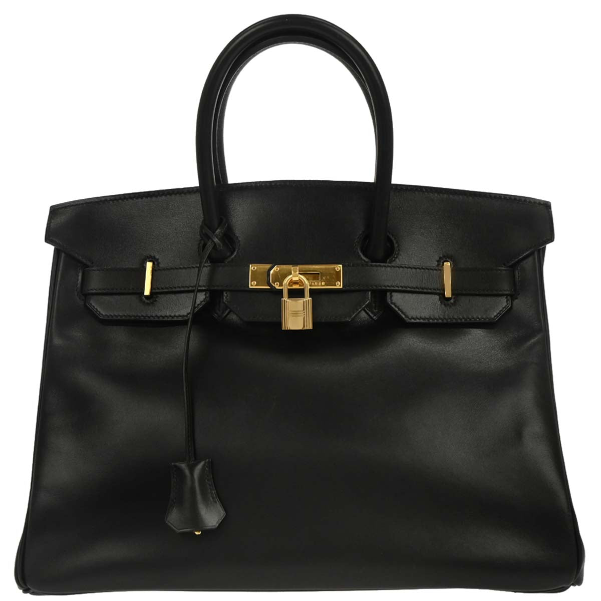 Hermes Black Box Calf Birkin 35 Handbag