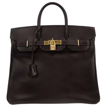 Hermes Chocolat Box Calf Haut a Courroies 32 Handbag