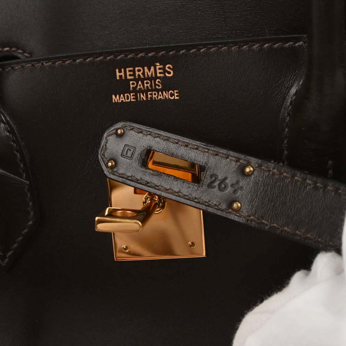 Hermes Chocolat Box Calf Haut a Courroies 32 Handbag