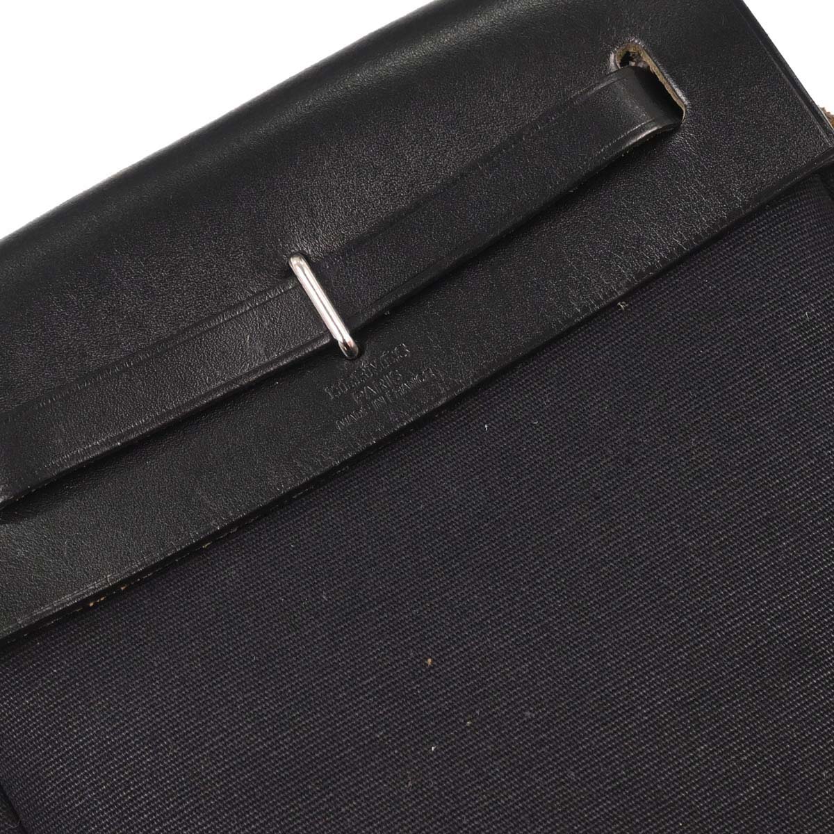 Hermes Black Natural Toile Officier GM Herbag TPM 2 in 1 Shoulder Bag