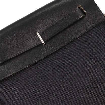 Hermes Black Natural Toile Officier GM Herbag TPM 2 in 1 Shoulder Bag