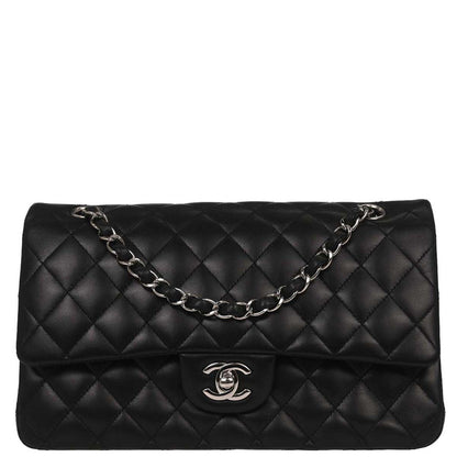 Chanel Black Lambskin Medium Classic Double Flap Shoulder Bag