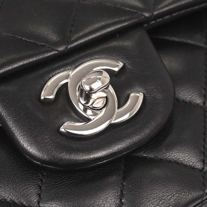 Chanel Black Lambskin Medium Classic Double Flap Shoulder Bag