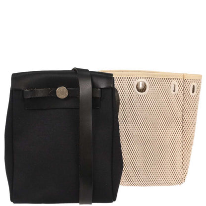 Hermes Black Natural Toile Officier GM Herbag TPM 2 in 1 Shoulder Bag