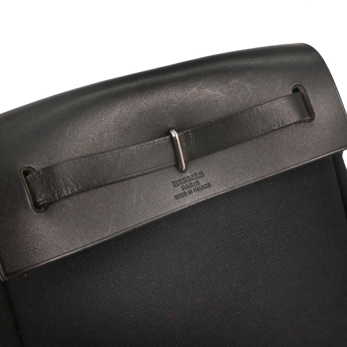 Hermes Black Natural Toile Officier GM Herbag TPM 2 in 1 Shoulder Bag