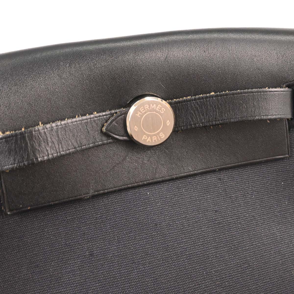 Hermes Black Natural Toile Officier GM Herbag TPM 2 in 1 Shoulder Bag