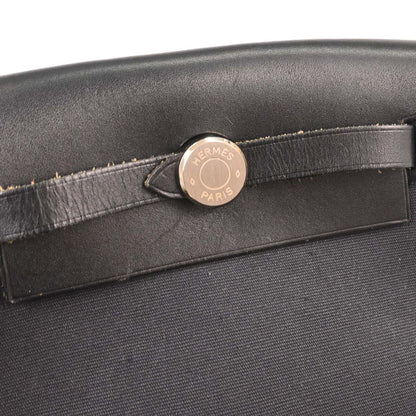 Hermes Black Natural Toile Officier GM Herbag TPM 2 in 1 Shoulder Bag