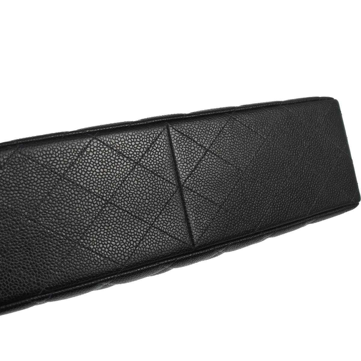 Chanel 1997-1999 Black Caviar Skin Jumbo Classic Flap Shoulder Bag