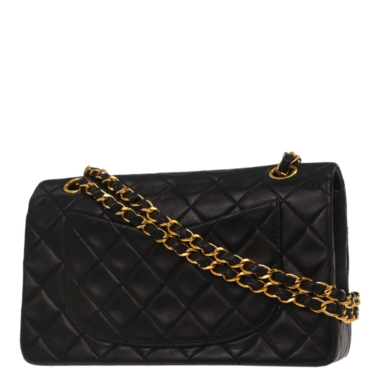 Chanel 1991-1994 Black Lambskin Small Classic Double Flap Shoulder Bag
