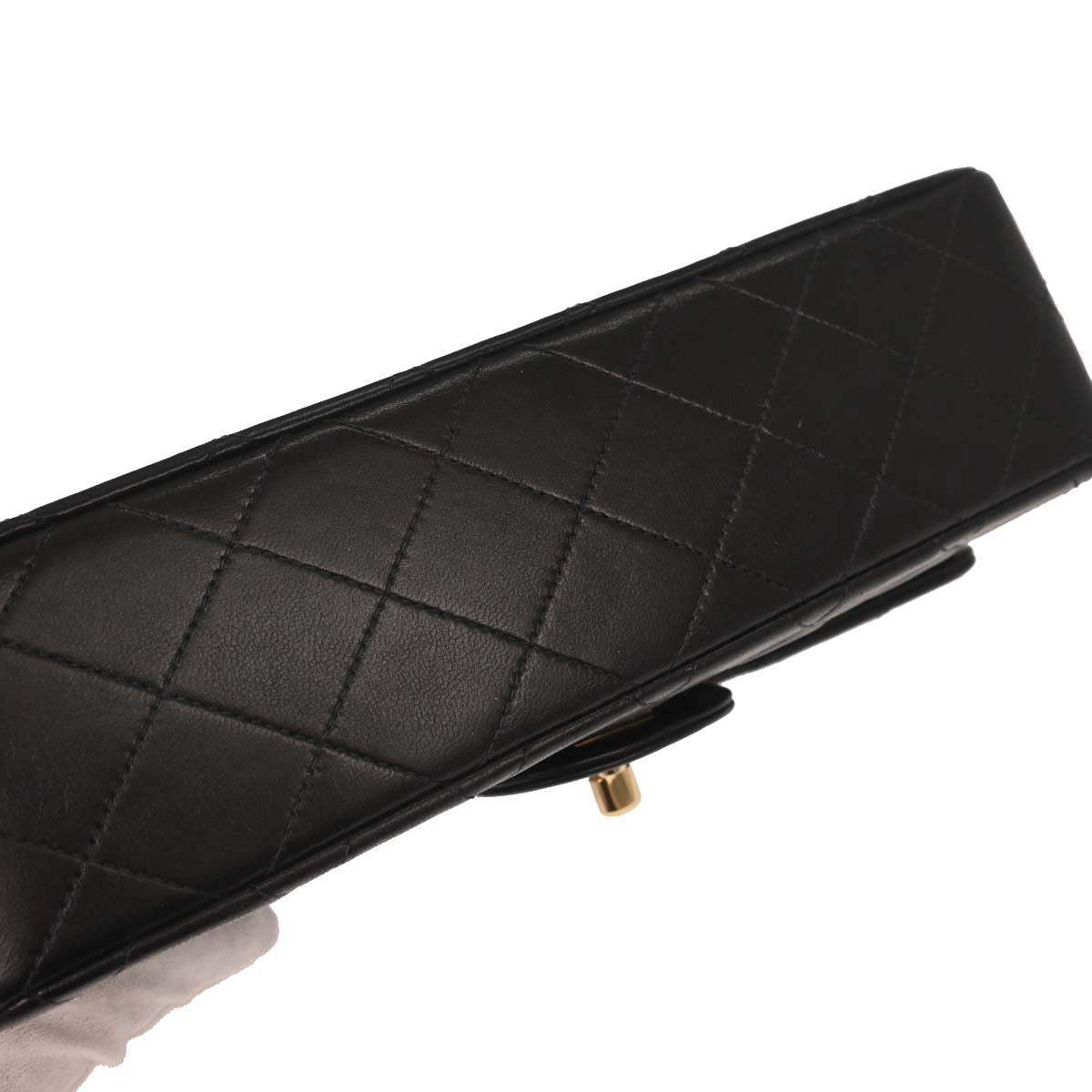 Chanel 1991-1994 Black Lambskin Small Classic Double Flap Shoulder Bag