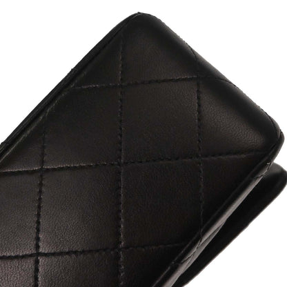 Chanel 1991-1994 Black Lambskin Small Classic Double Flap Shoulder Bag