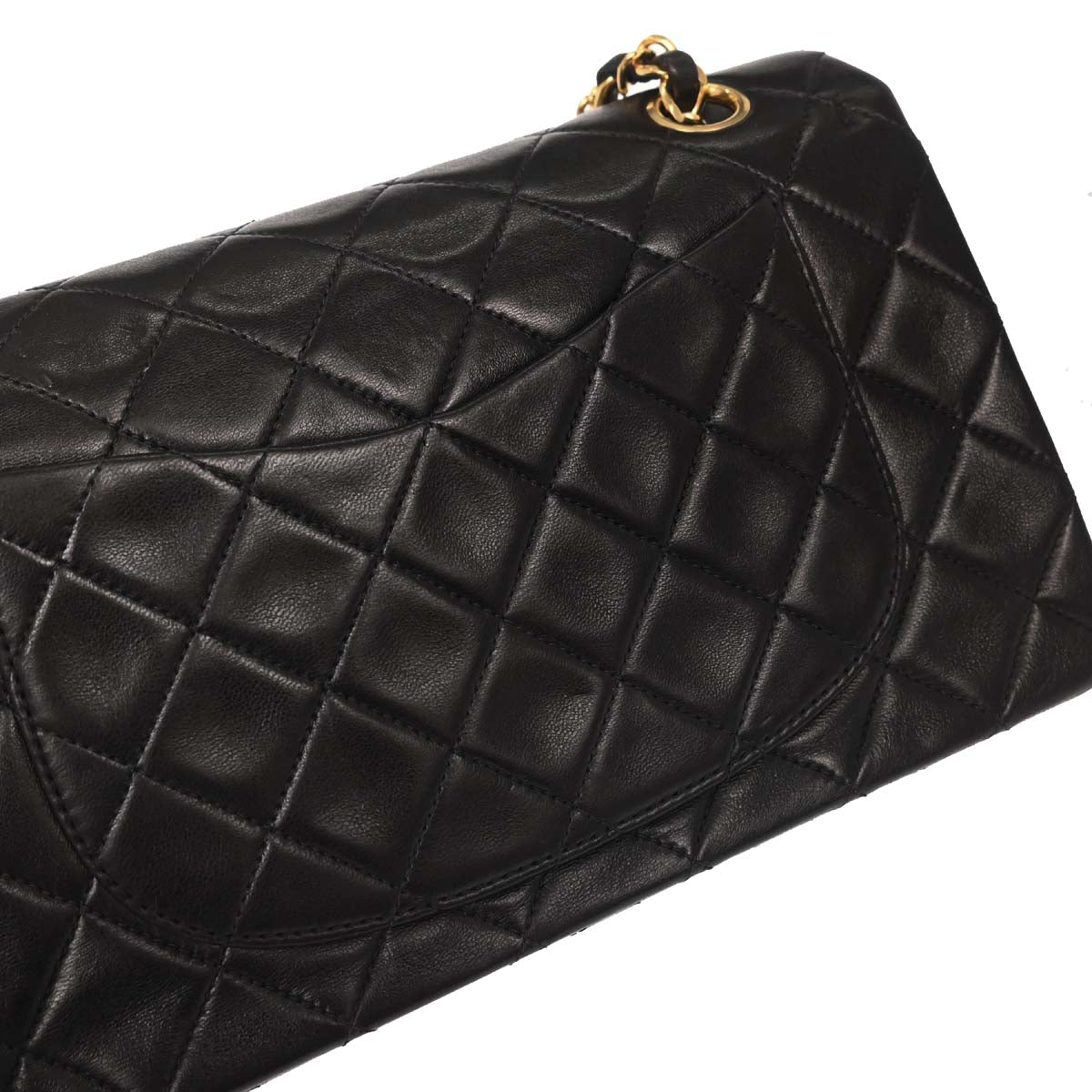 Chanel 1991-1994 Black Lambskin Small Classic Double Flap Shoulder Bag