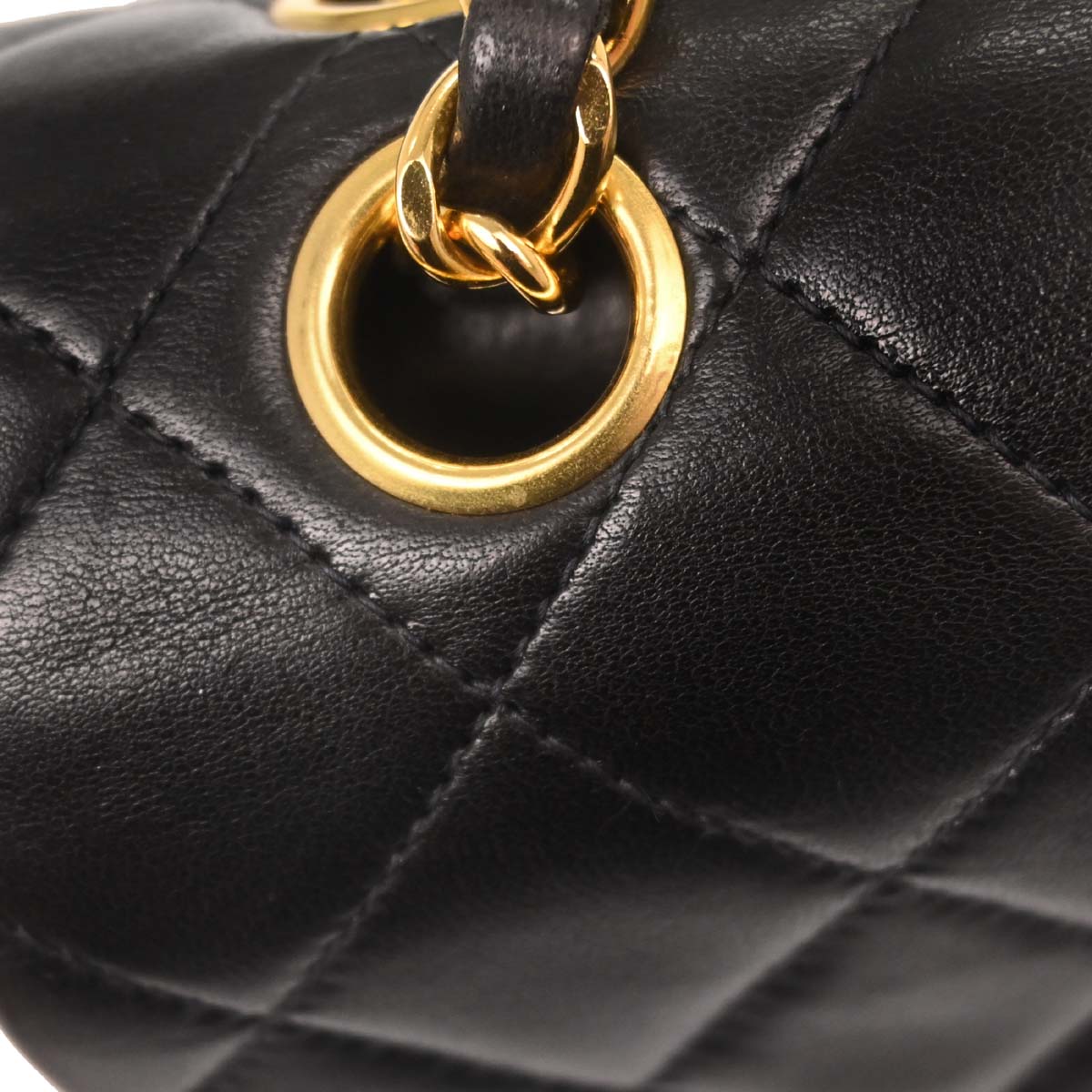 Chanel 1991-1994 Black Lambskin Small Classic Double Flap Shoulder Bag