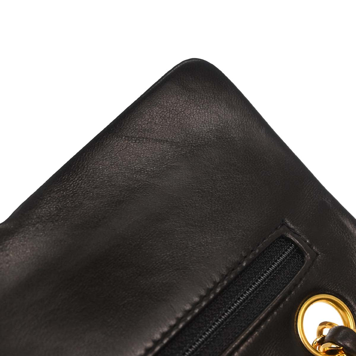 Chanel 1991-1994 Black Lambskin Small Classic Double Flap Shoulder Bag