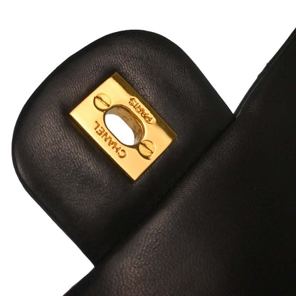 Chanel 1991-1994 Black Lambskin Small Classic Double Flap Shoulder Bag