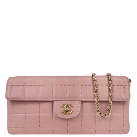 Chanel 2003-2004 Pink Lambskin East West Choco Bar Shoulder Bag