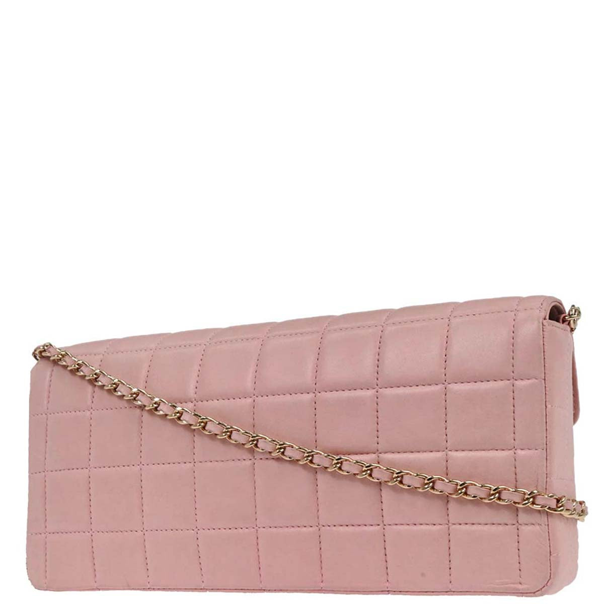 Chanel 2003-2004 Pink Lambskin East West Choco Bar Shoulder Bag