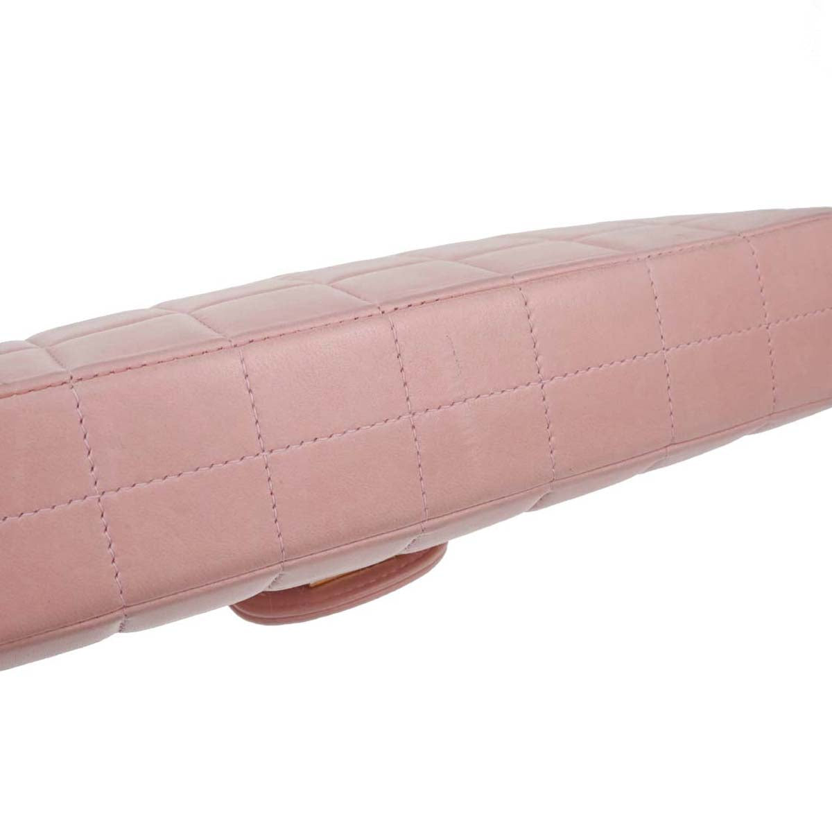 Chanel 2003-2004 Pink Lambskin East West Choco Bar Shoulder Bag