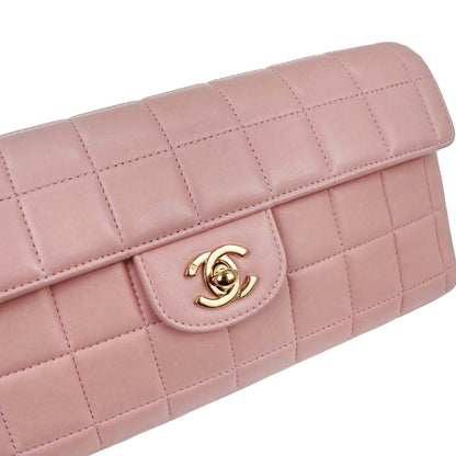 Chanel 2003-2004 Pink Lambskin East West Choco Bar Shoulder Bag