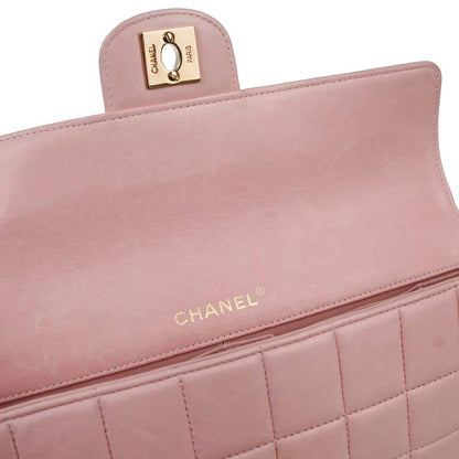 Chanel 2003-2004 Pink Lambskin East West Choco Bar Shoulder Bag