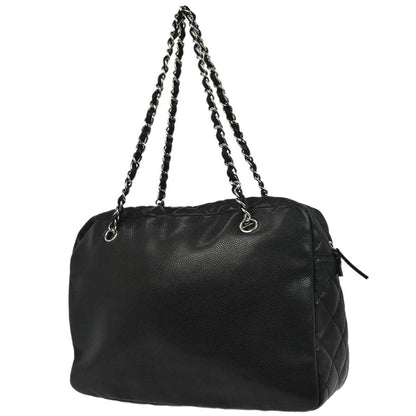 Chanel 2010-2011 Black Caviar Skin Front Zip Chain Handbag