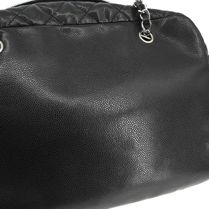 Chanel 2010-2011 Black Caviar Skin Front Zip Chain Handbag