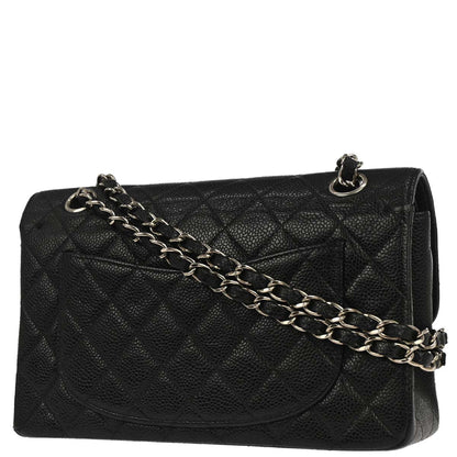 Chanel 2000-2002 Black Caviar Skin Small Classic Double Flap Shoulder Bag