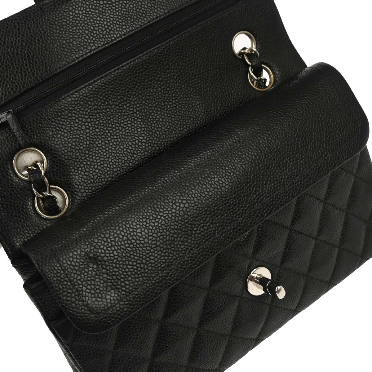 Chanel 2000-2002 Black Caviar Skin Small Classic Double Flap Shoulder Bag