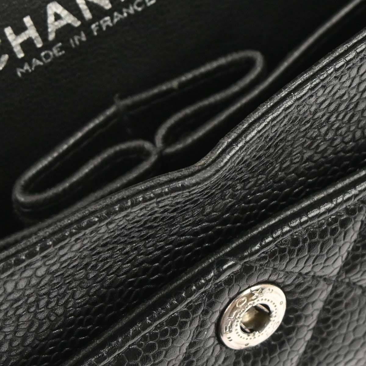 Chanel 2000-2002 Black Caviar Skin Small Classic Double Flap Shoulder Bag